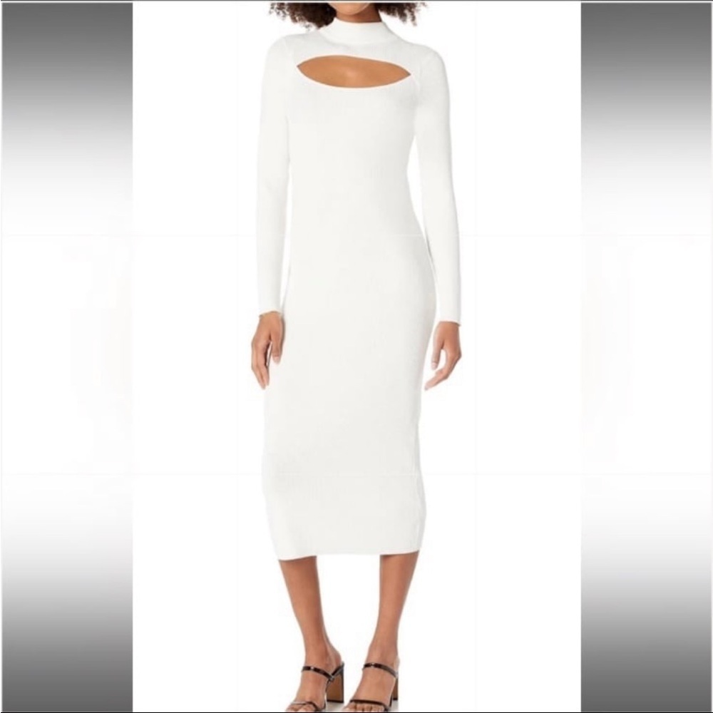 The Drop Women's Chantal Midi Bodycon Fitted Cutout Rib Dress NWT size XXS